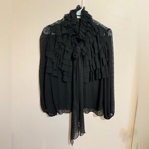 Zara Bow Tie Long Sleeve Blouse